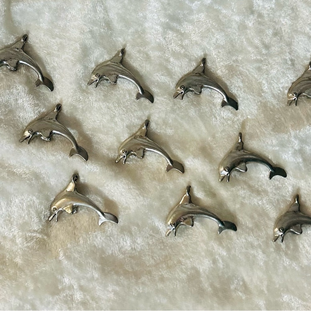 ! Necklace Pendant, Happy Dolphin, Silver-tone, All 12, Jewelry Supplies, New